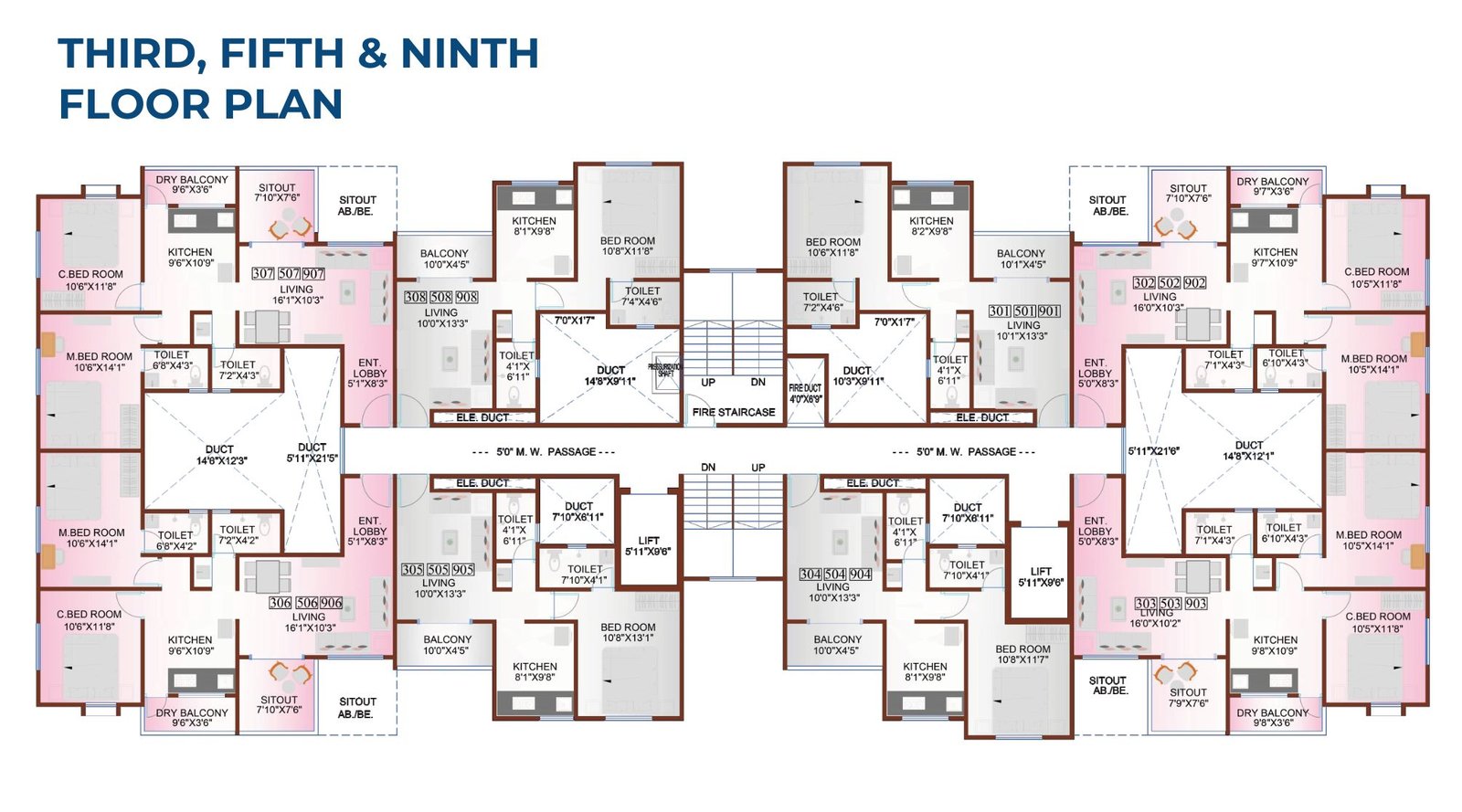 Ashtavinayak-Airavat-Typical-Floor-Plan-3rd, 5th, 9th FLoor